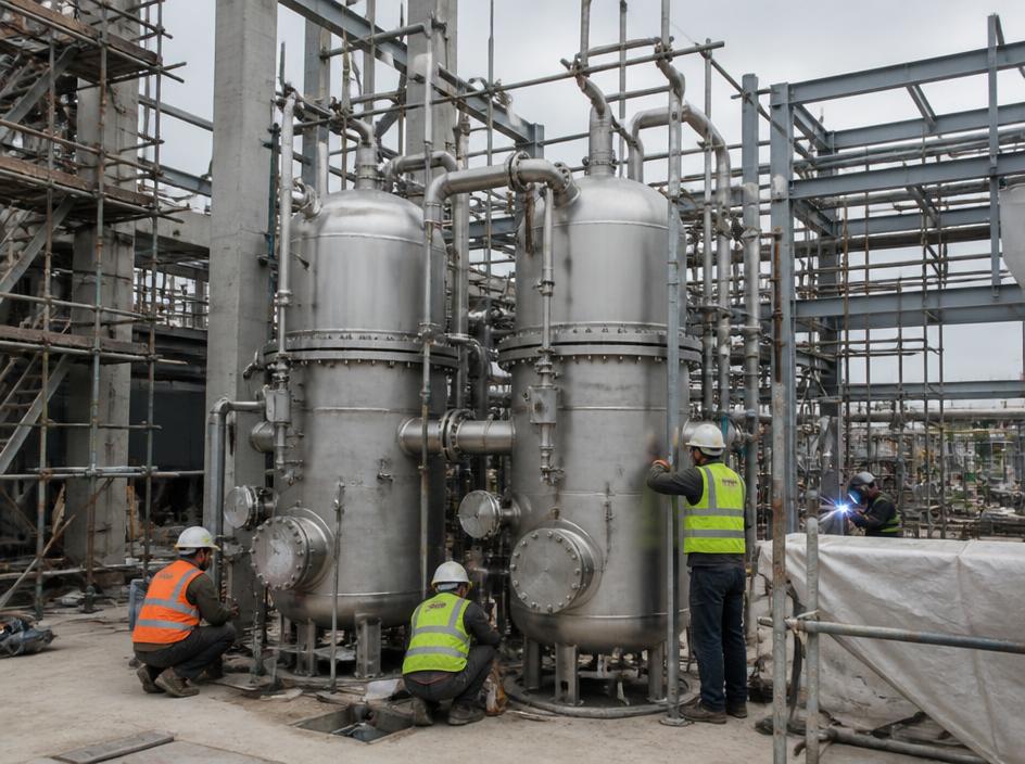 Industrial process cooling, fume extraction, and chemical plant utility networks in Gujarat